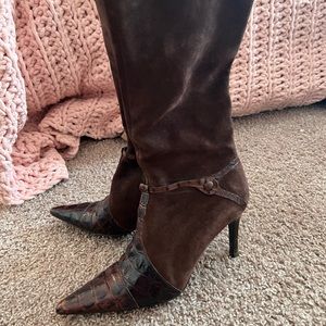 Vintage Leather Knee High Heels